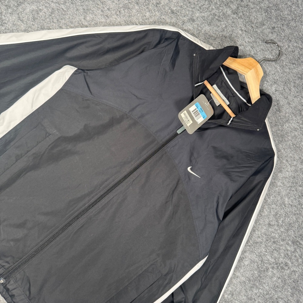 Nike Mens Full Zip Windbreaker Track Jacket Black White Medium Y2K NWT Deadstock